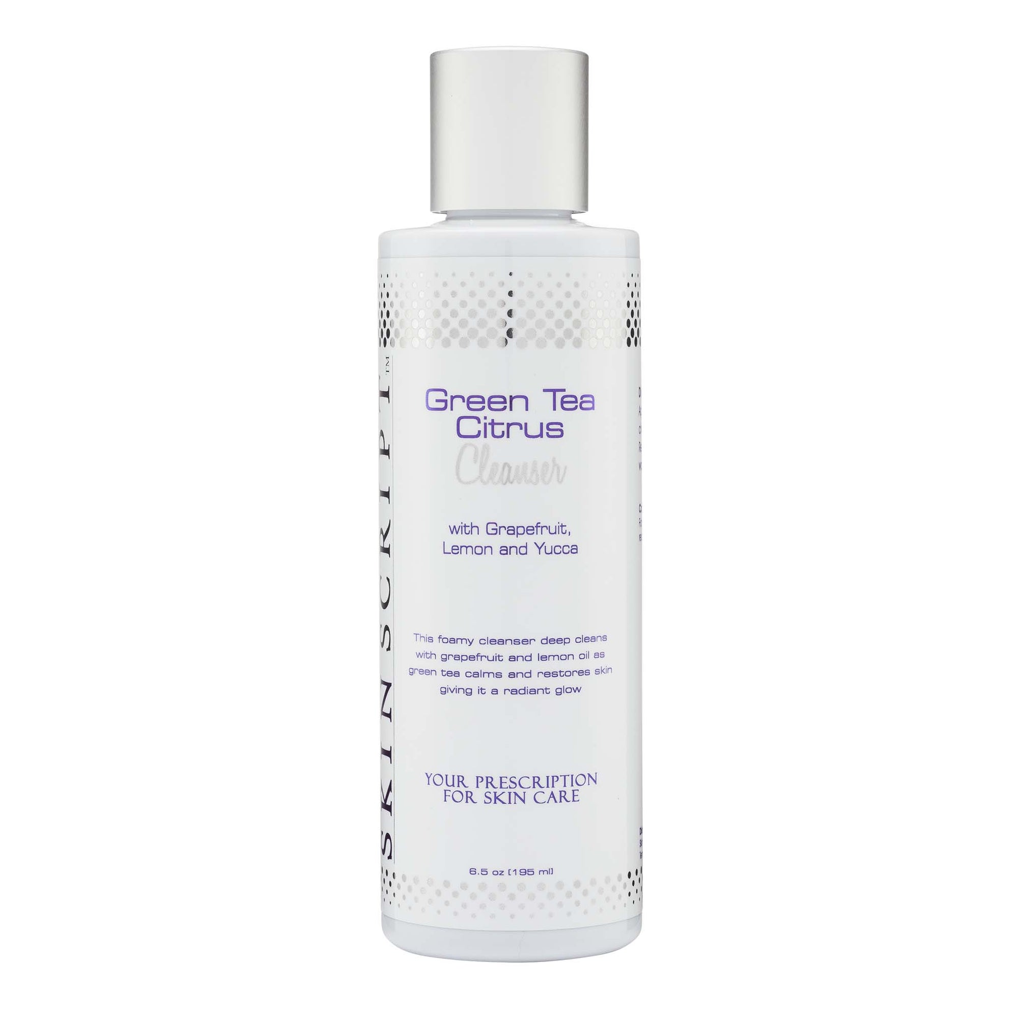Skin Script Green Tea Citrus Cleanser is a gentle cleansing option for makeup removal while improving clarity and skin tone.