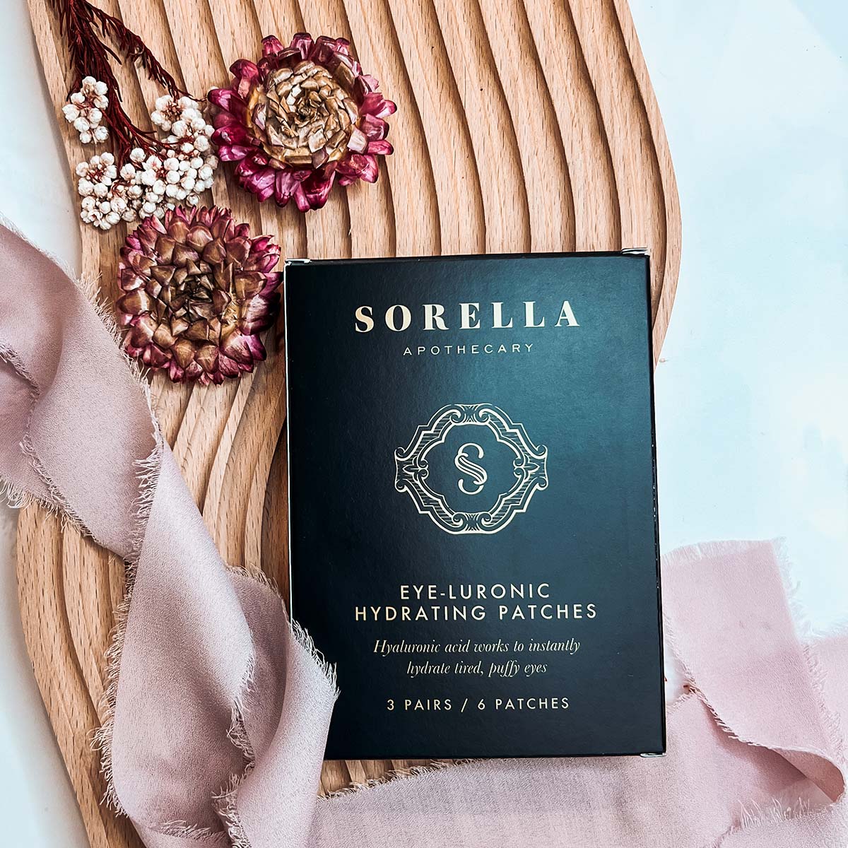 Sorella Apothecary Eye-Luronic Hydrating Patches are great for use before an event to reduce fine lines, tired, puffy eyes