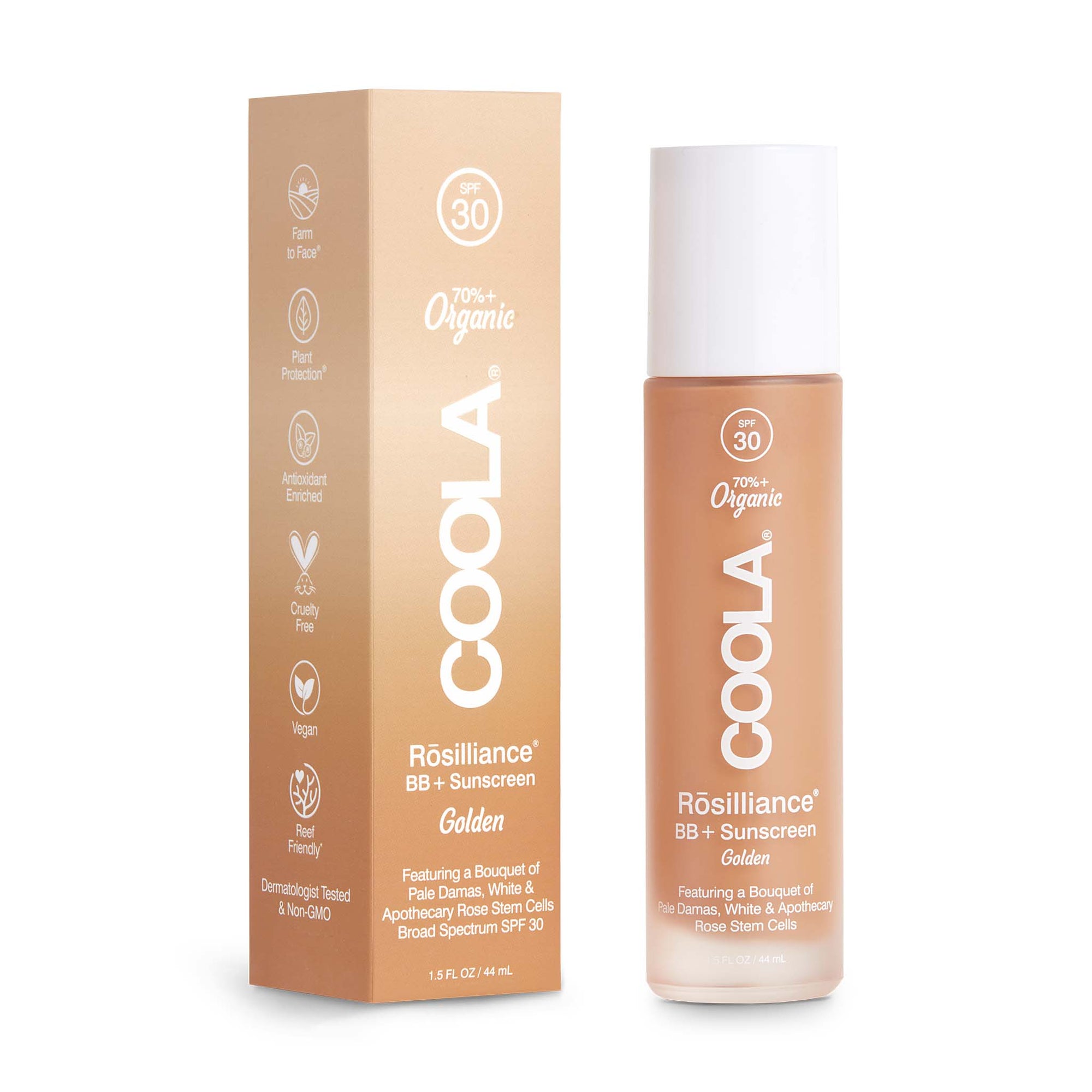 Coola face spf 30 tinted BB cream is a great way to protect face daily from sun while adding a little coverage to skin tone. Golden tint