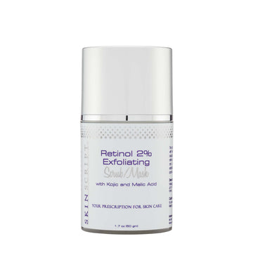 Skin Script Retinol Scrub encourages the breakup of blackheads and clogged pores while lightening pigmentation.